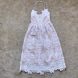 Chicwish Moonlit Cross Back Crochet Cami Dress